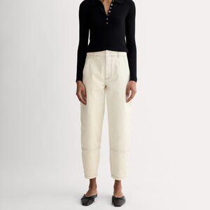 Everlane Women's Utility Barrel Pant in Natural, Size 4, Cotton/Twill